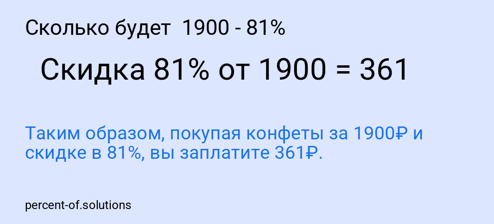 Сколько будет  1900 - 81%