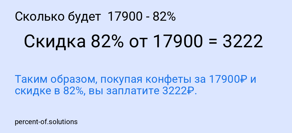 Сколько будет 17900 - 82%