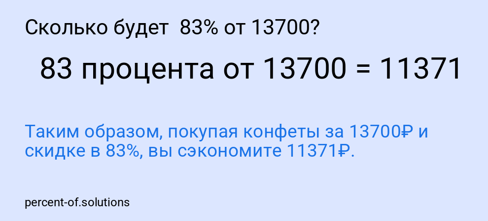 Сколько будет 83% от 13700?