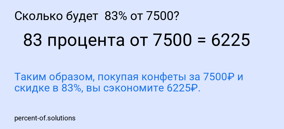 Сколько будет  83% от 7500?