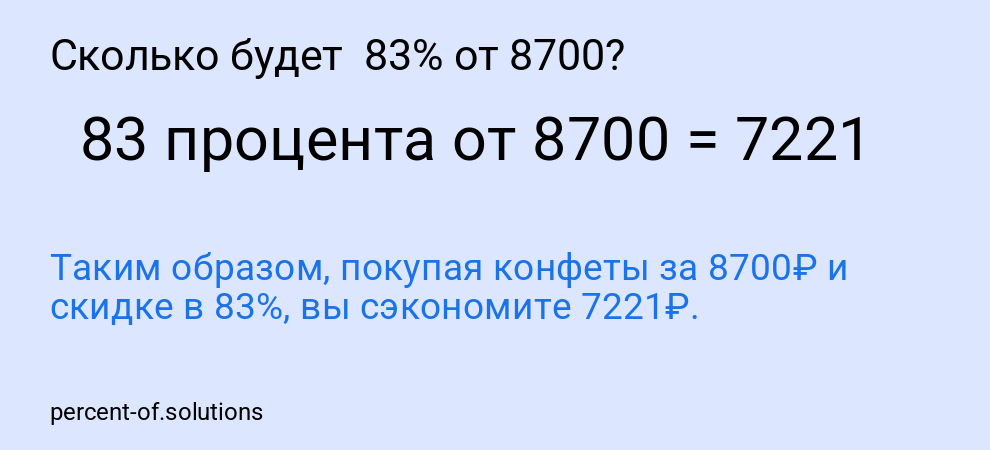 Сколько будет 83% от 8700?