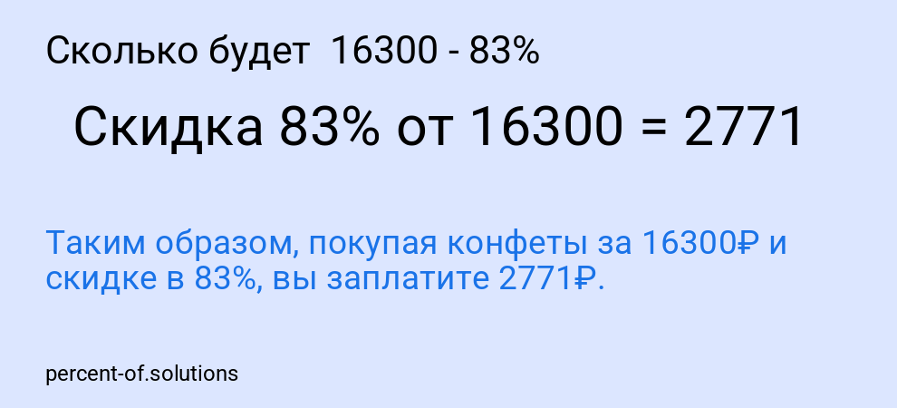 Сколько будет  16300 - 83%
