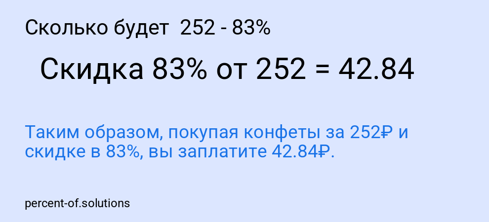 Сколько будет  252 - 83%
