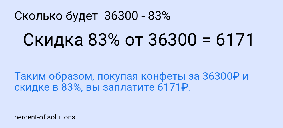 Сколько будет  36300 - 83%
