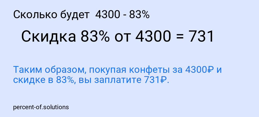 Сколько будет  4300 - 83%