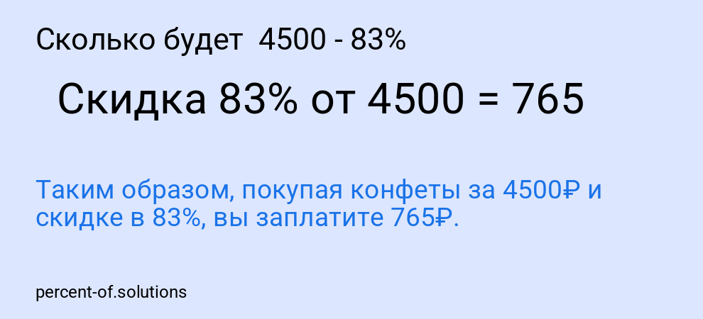 Сколько будет 4500 - 83%