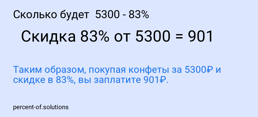Сколько будет  5300 - 83%