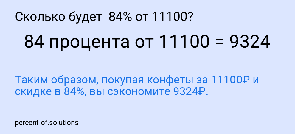 Сколько будет  84% от 11100?