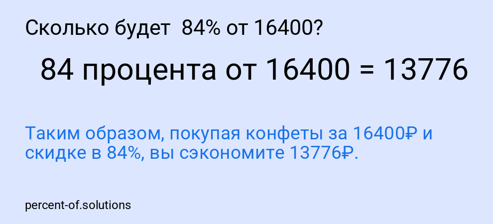 Сколько будет  84% от 16400?