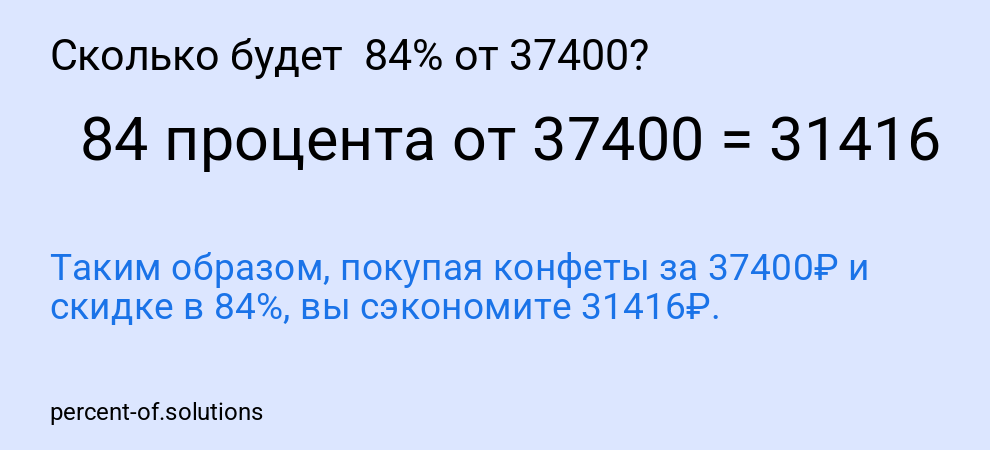 Сколько будет  84% от 37400?