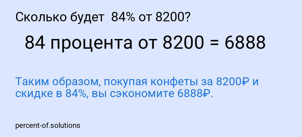 Сколько будет  84% от 8200?