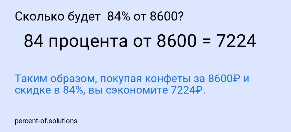 Сколько будет 84% от 8600?
