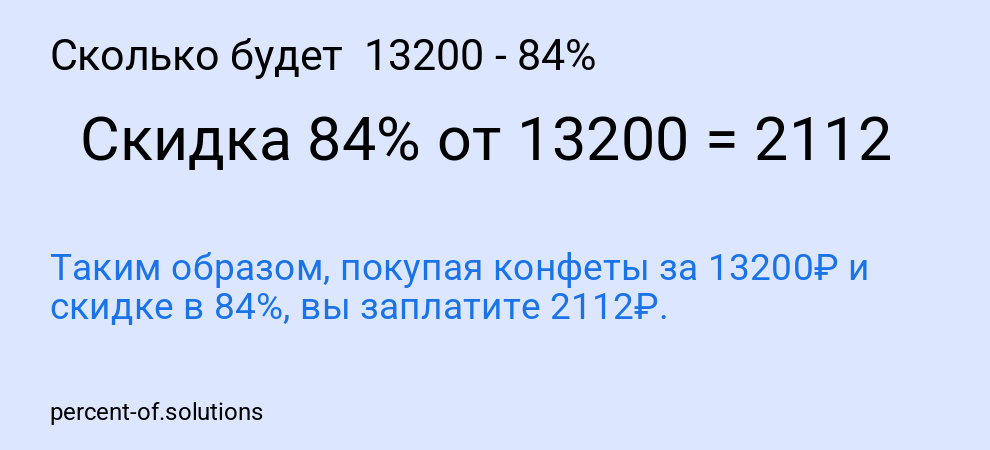Сколько будет  13200 - 84%