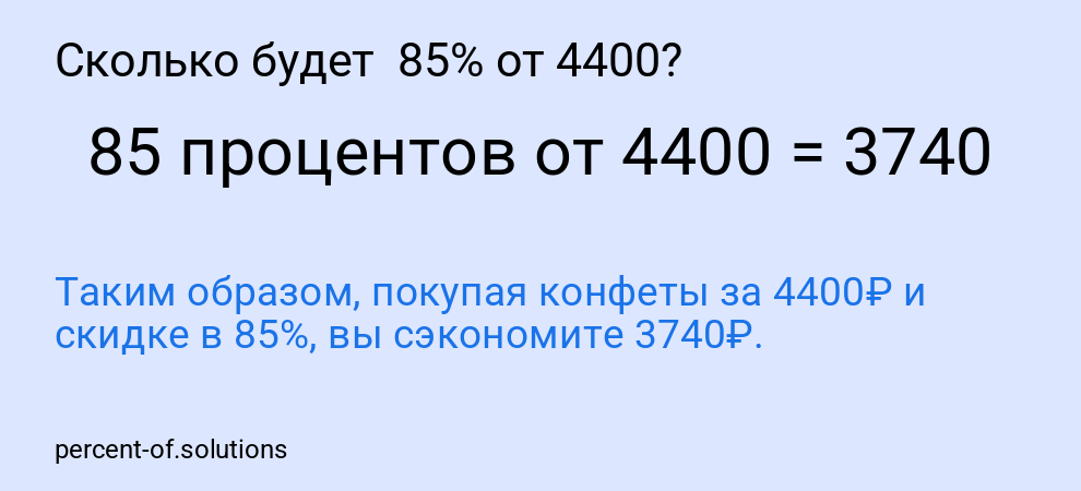 Сколько будет 85% от 4400?