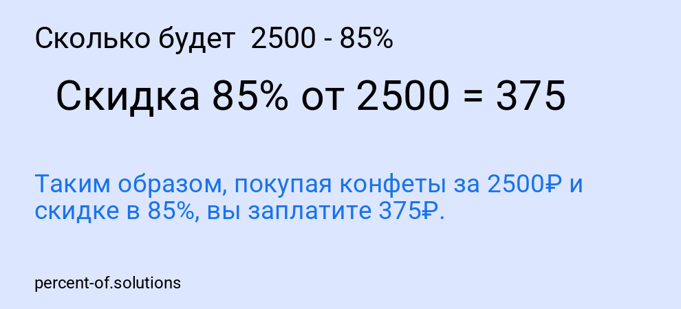 Сколько будет  2500 - 85%