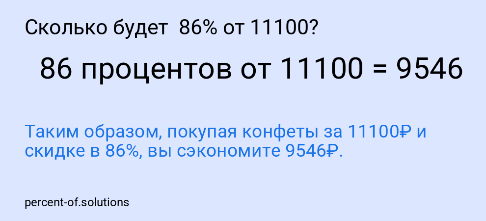 Сколько будет  86% от 11100?