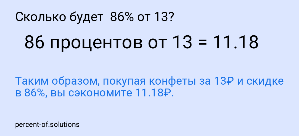 Сколько будет  86% от 13?