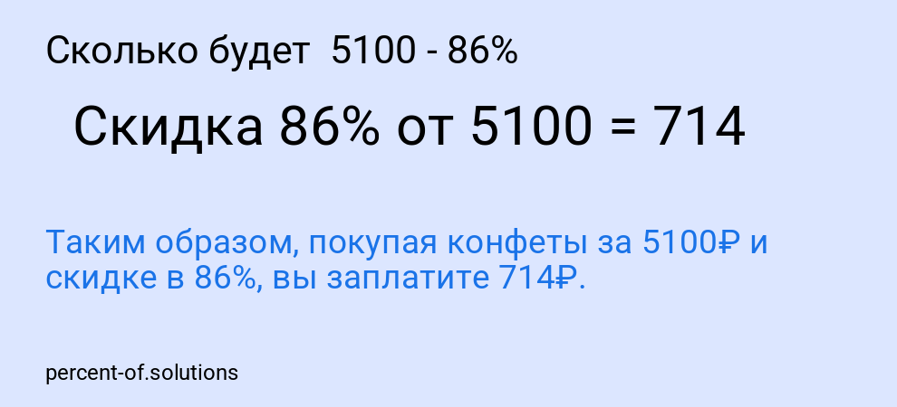 Сколько будет  5100 - 86%