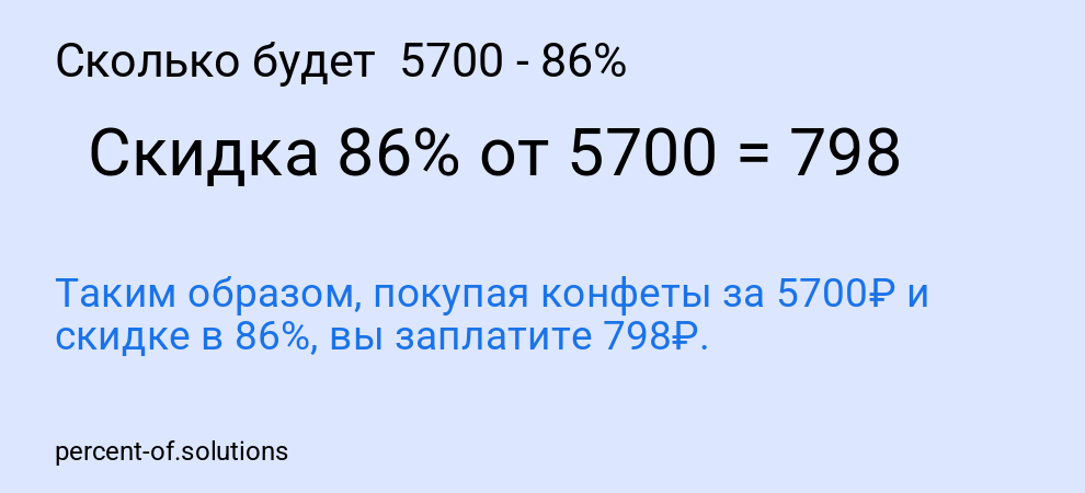 Сколько будет 5700 - 86%