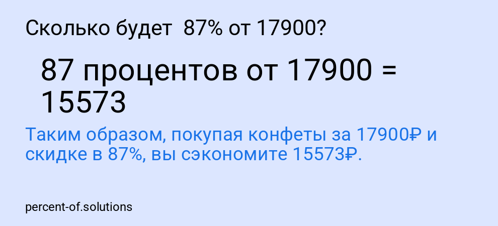 Сколько будет  87% от 17900?