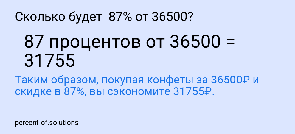 Сколько будет  87% от 36500?