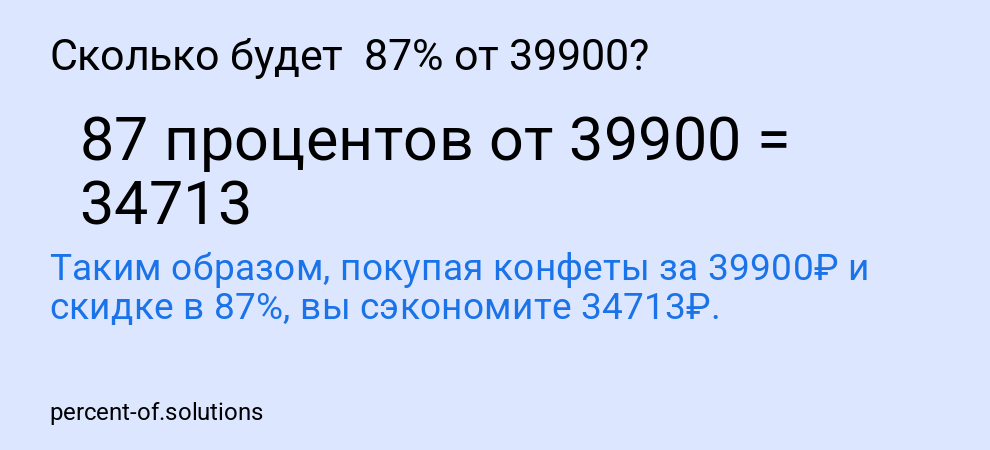 Сколько будет  87% от 39900?