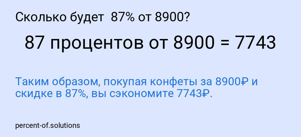 Сколько будет  87% от 8900?