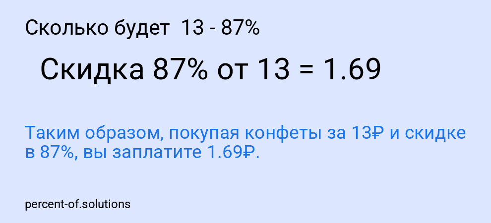 Сколько будет  13 - 87%