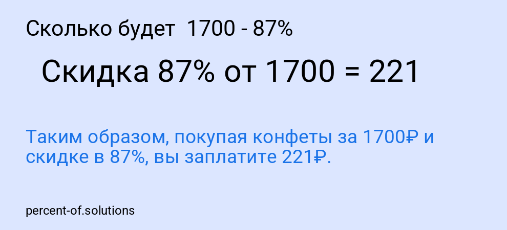 Сколько будет  1700 - 87%