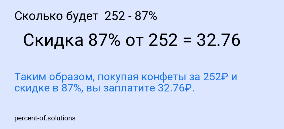 Сколько будет  252 - 87%