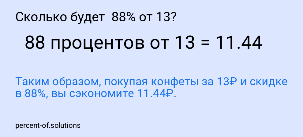 Сколько будет  88% от 13?
