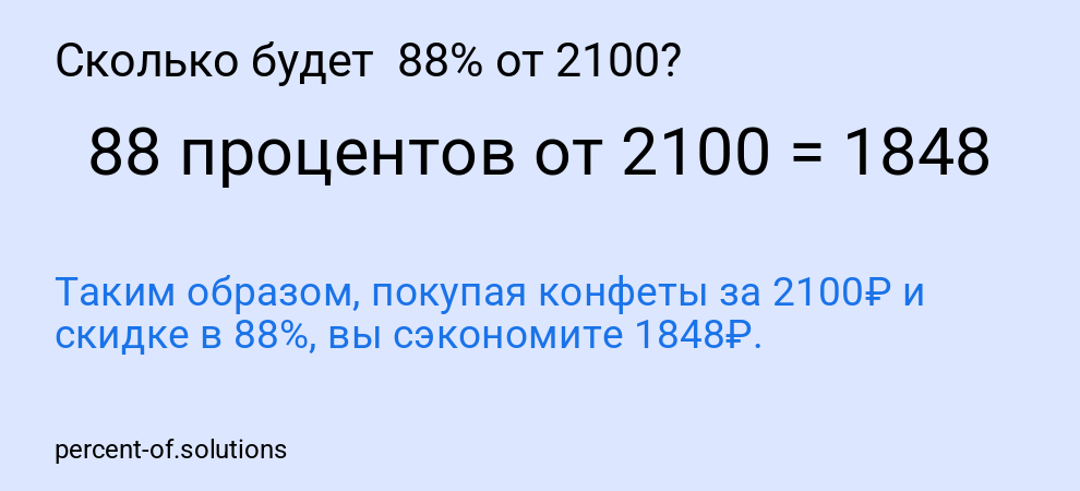 Сколько будет  88% от 2100?