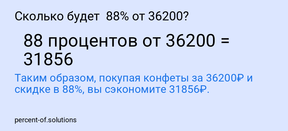 Сколько будет 88% от 36200?