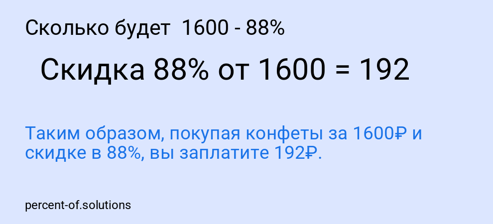 Сколько будет 1600 - 88%