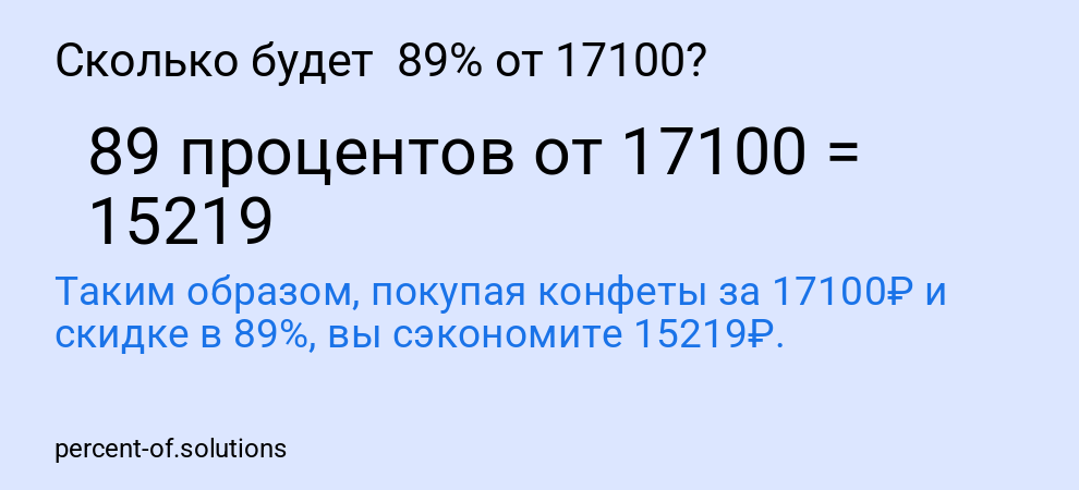 Сколько будет  89% от 17100?