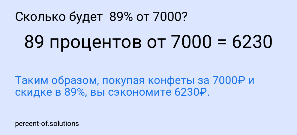 Сколько будет  89% от 7000?
