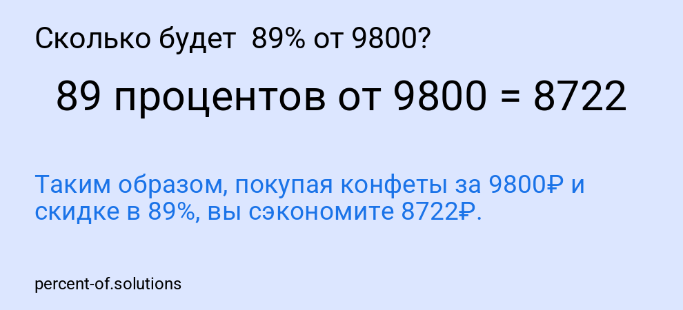 Сколько будет  89% от 9800?