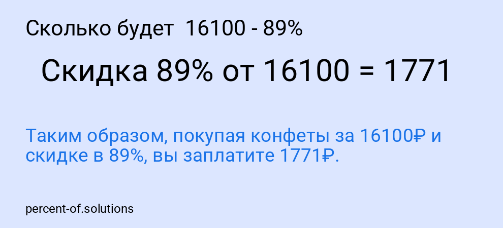 Сколько будет 16100 - 89%