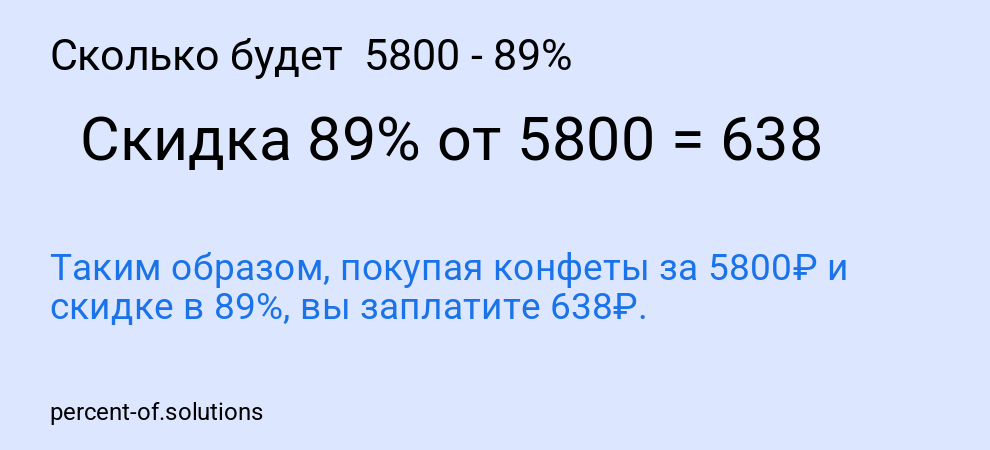 Сколько будет 5800 - 89%