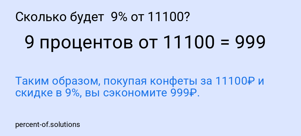 Сколько будет  9% от 11100?