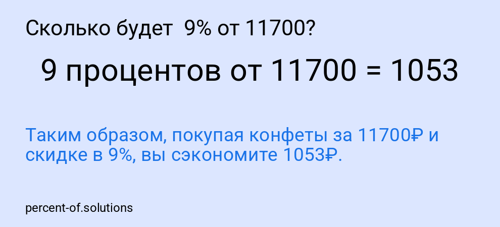 Сколько будет 9% от 11700?
