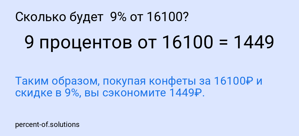Сколько будет  9% от 16100?