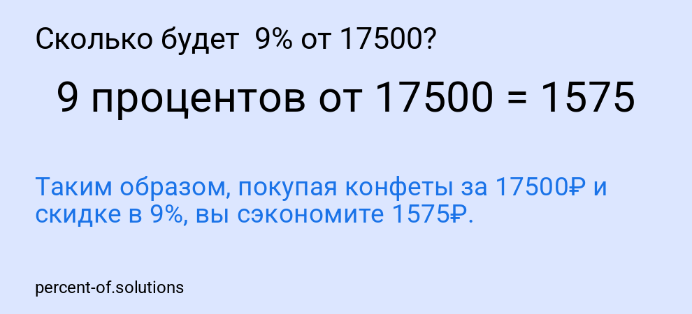 Сколько будет  9% от 17500?