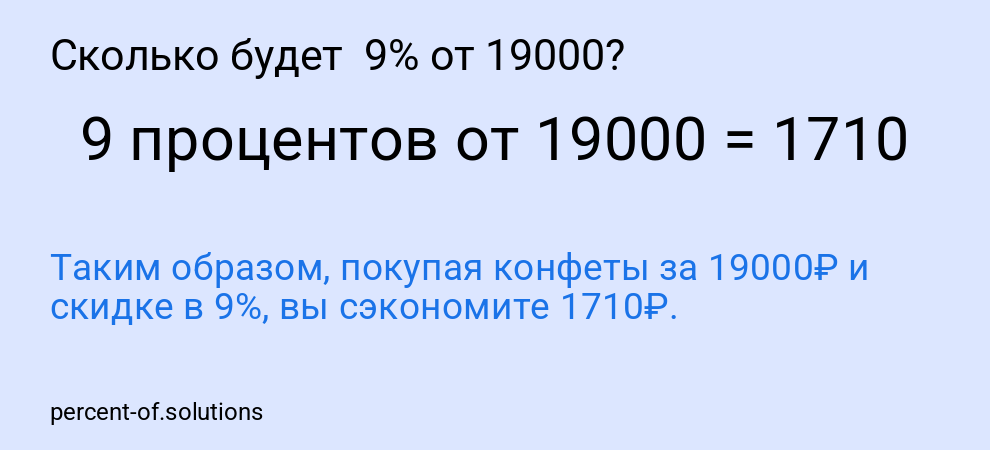 Сколько будет  9% от 19000?