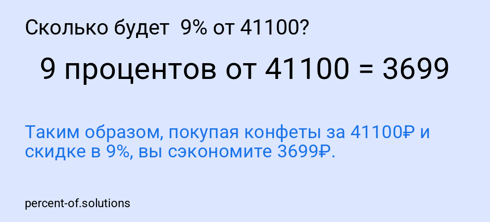 Сколько будет  9% от 41100?