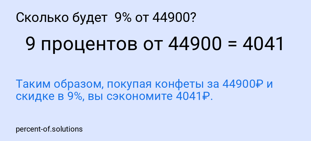 Сколько будет 9% от 44900?