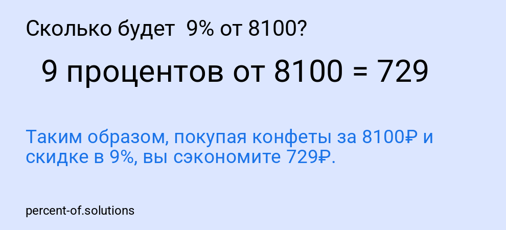 Сколько будет  9% от 8100?
