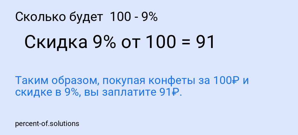 Сколько будет  100 - 9%