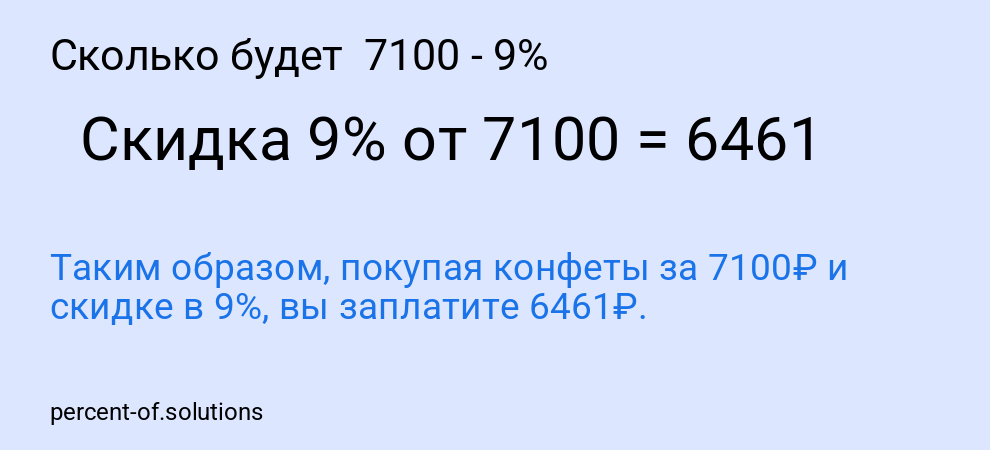 Сколько будет  7100 - 9%