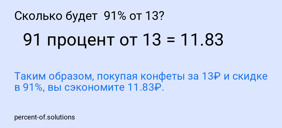 Сколько будет  91% от 13?